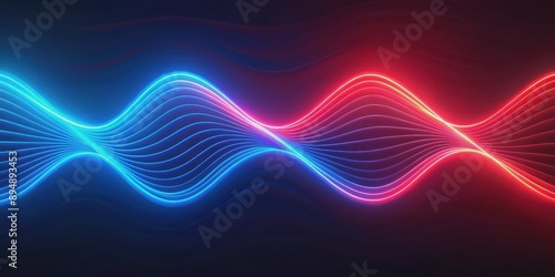 Wavy neon red and blue lines background with a futuristic and dynamic look, neon, wavy, lines, background, abstract, colorful