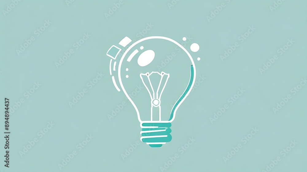 Light bulb with filament and radiating lines on a light blue background, suitable for concepts of inspiration, innovation, and creativity. Light bulb with filament and radiating lines on a light blue background, suitable for concepts of inspiration, innovation, and creativity.