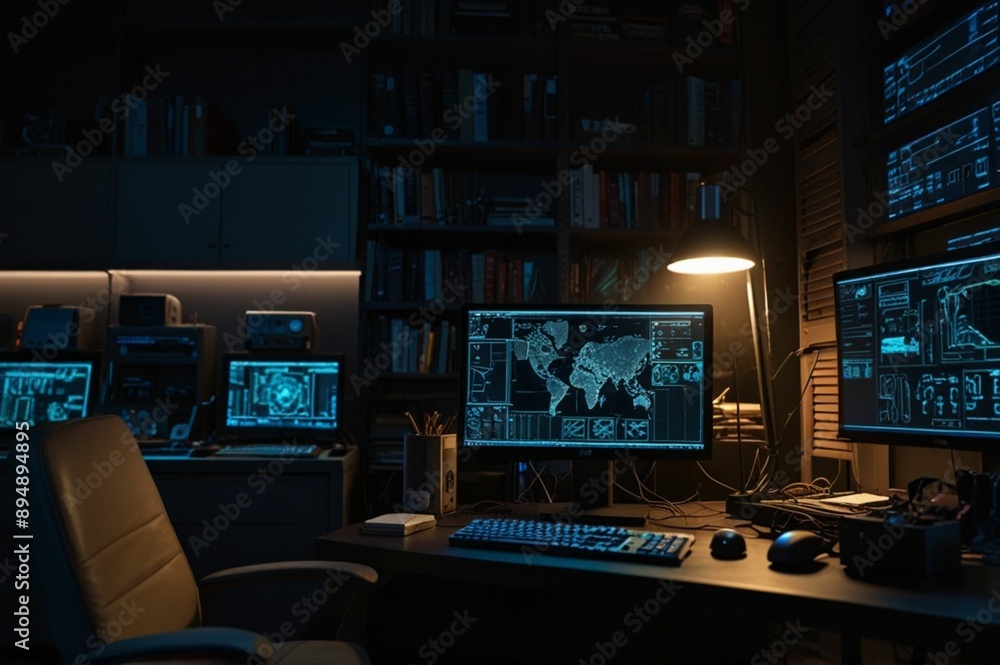 Naklejka premium monitor and computer