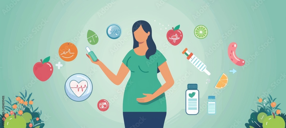 Infographic on Managing Diabetes During Pregnancy with Helpful Tips and Icons Infographic on Managing Diabetes During Pregnancy with Helpful Tips and Icons