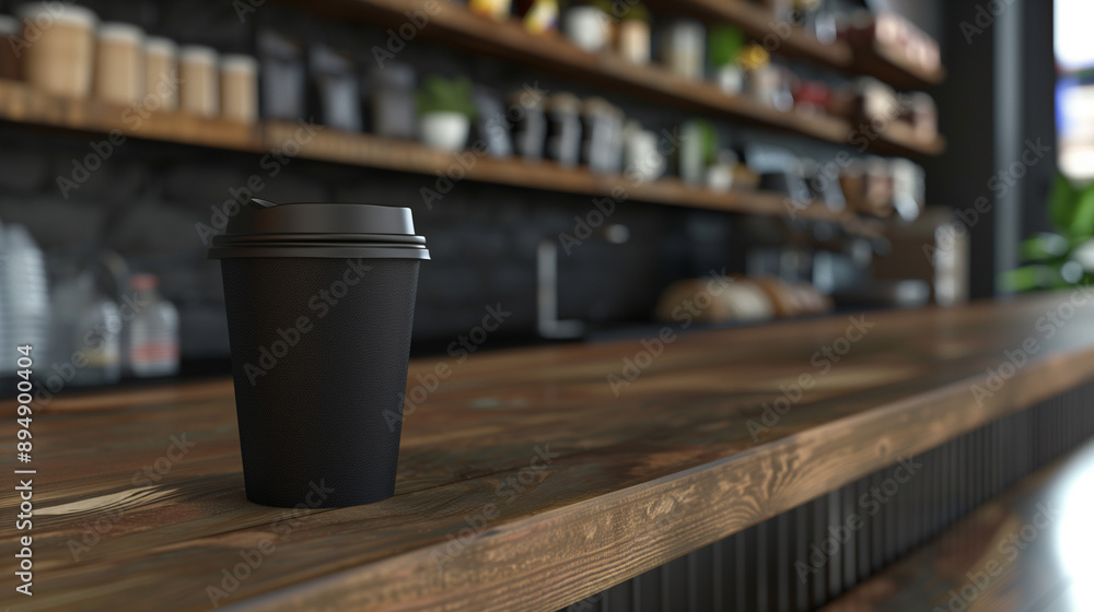 Mock up empty white 3D paper coffee cup on Minamalis cafe shelf, Ai generated Images Mock up empty white 3D paper coffee cup on Minamalis cafe shelf, Ai generated Images