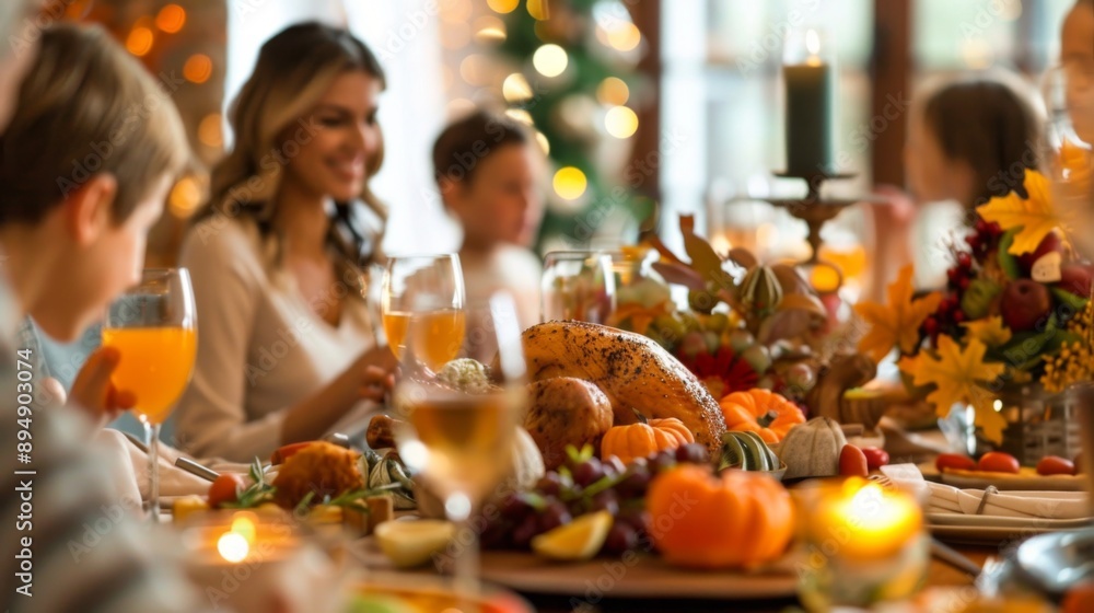 Happy Thanksgiving day. Family dinner background illustrration generated by ai Happy Thanksgiving day. Family dinner background illustrration generated by ai