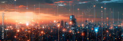 Smart City, wallpaper, the modern technology and intelligent communication networks