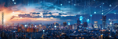 Smart City, wallpaper, the modern technology and intelligent communication networks