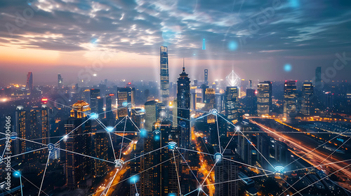 Smart City, wallpaper, the modern technology and intelligent communication networks