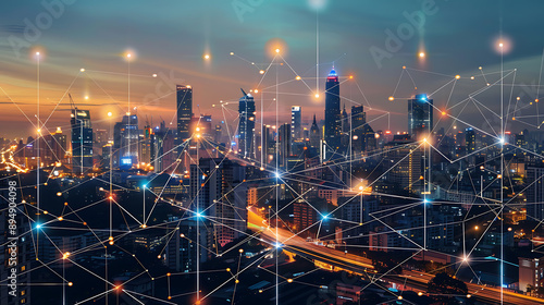 Smart City, wallpaper, the modern technology and intelligent communication networks