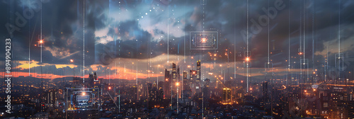 Smart City, wallpaper, the modern technology and intelligent communication networks