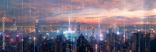 Smart City, wallpaper, the modern technology and intelligent communication networks