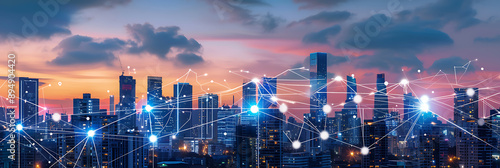 Smart City, wallpaper, the modern technology and intelligent communication networks