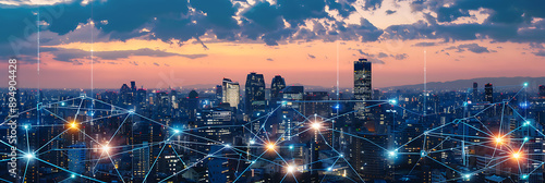 Smart City, wallpaper, the modern technology and intelligent communication networks