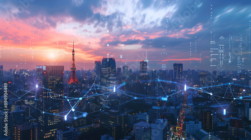 Smart City, wallpaper, the modern technology and intelligent communication networks