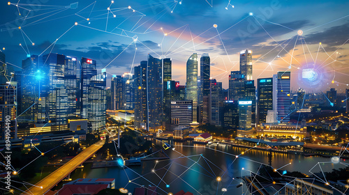 Smart City, wallpaper, the modern technology and intelligent communication networks