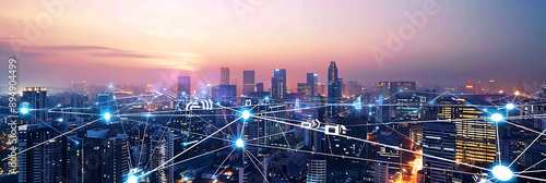Smart City, wallpaper, the modern technology and intelligent communication networks