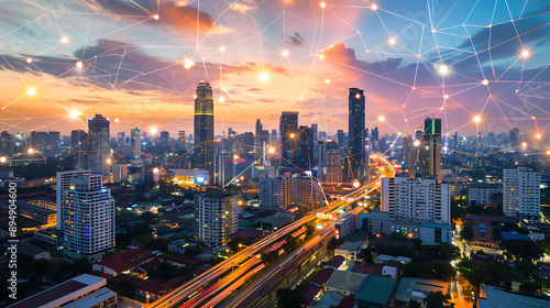 Smart City, wallpaper, the modern technology and intelligent communication networks