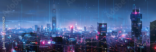 Smart City, wallpaper, the modern technology and intelligent communication networks