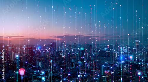 Smart City, wallpaper, the modern technology and intelligent communication networks