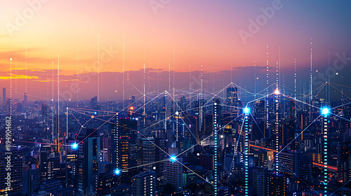 Smart City, wallpaper, the modern technology and intelligent communication networks