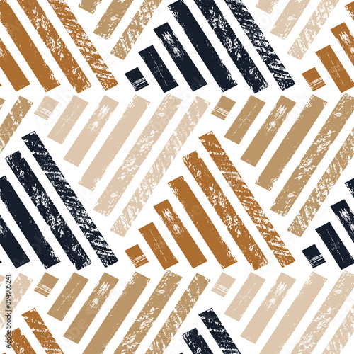 Hand drawn grunge style weaving seamless pattern. Black and white vector wicker texture. Geometric simple print. Modern print for textile, fabric, wallpaper, wrapping, scrapbook and packaging