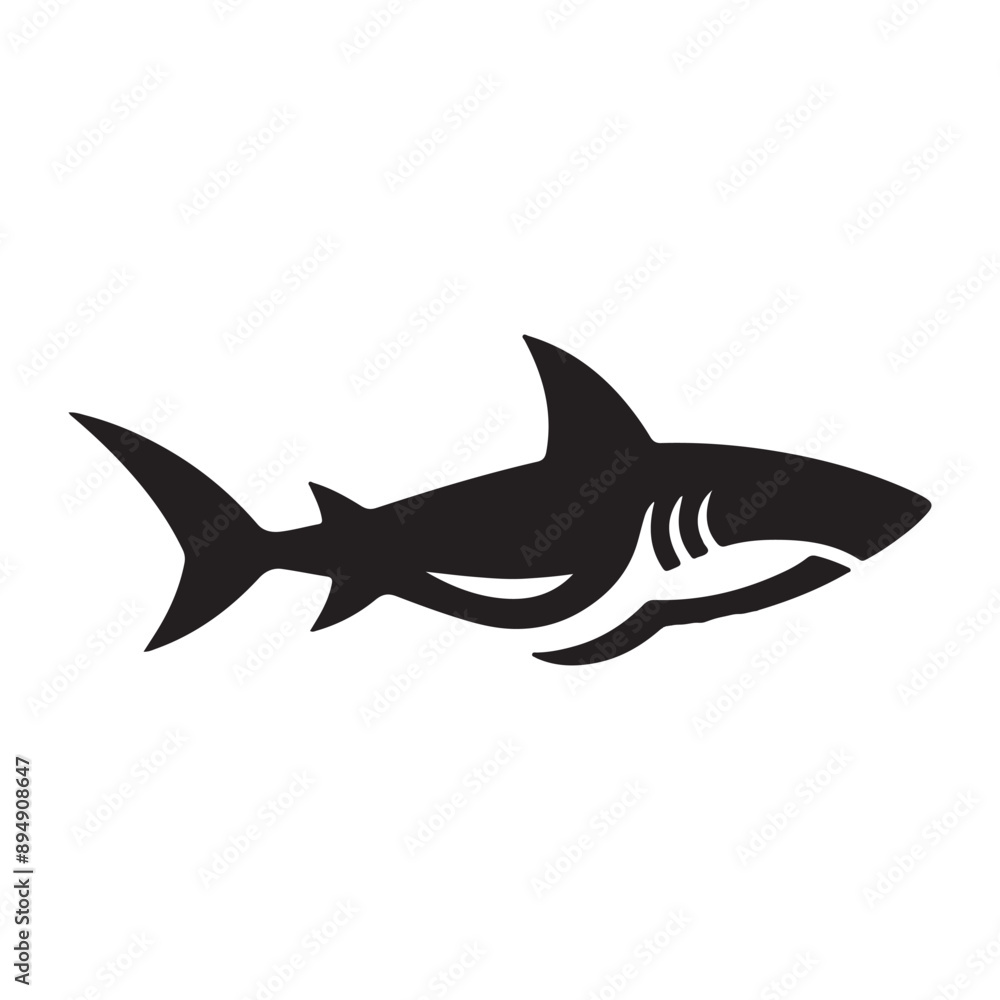 a black silhouette singal line shark with white background a black silhouette singal line shark with white background