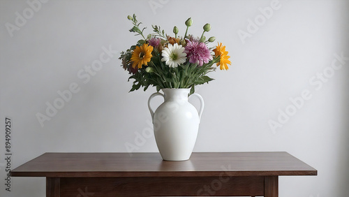 Wallpaper Mural White vase with field flowers Torontodigital.ca