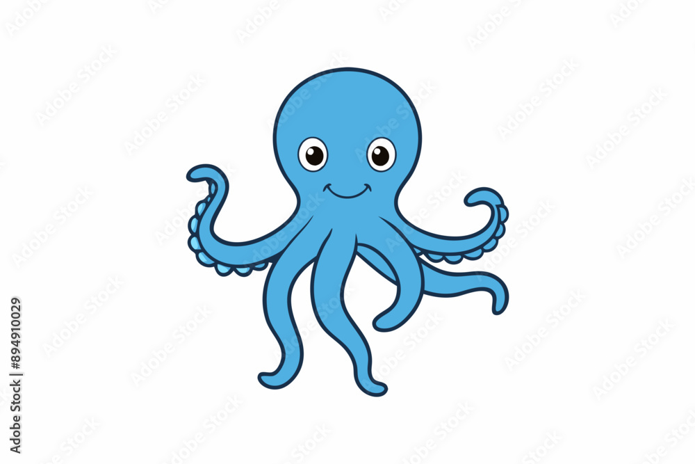Obraz premium Colorful octopus vector with detailed tentacles, perfect for t-shirt designs, children’s books, and educational materials. Ideal for ocean and marine life themes.