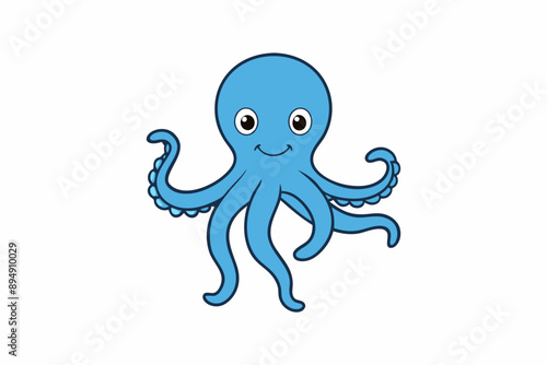 Colorful octopus vector with detailed tentacles, perfect for t-shirt designs, children’s books, and educational materials. Ideal for ocean and marine life themes. photo