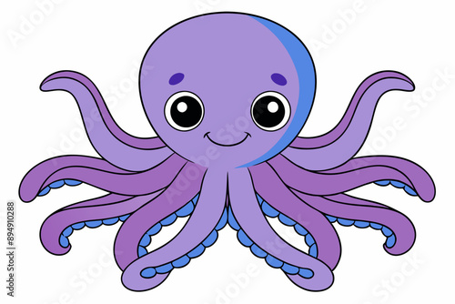 Colorful octopus vector with detailed tentacles, perfect for t-shirt designs, children’s books, and educational materials. Ideal for ocean and marine life themes.