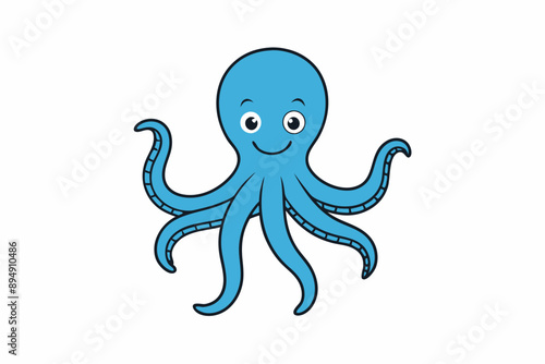 Colorful octopus vector with detailed tentacles, perfect for t-shirt designs, children’s books, and educational materials. Ideal for ocean and marine life themes. photo