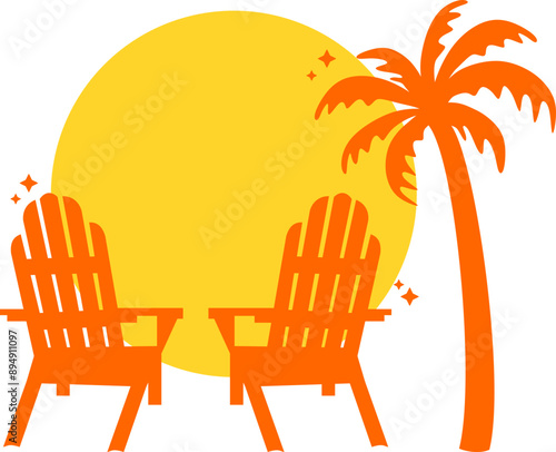 Summer Beach Chairs Graphic Logo