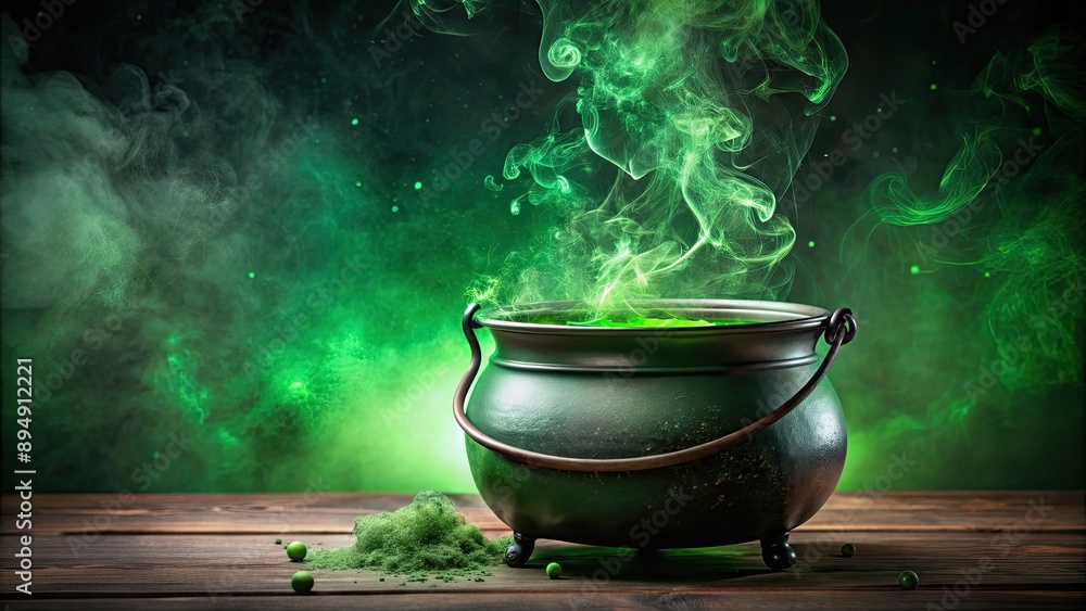 Green potion brewing in a magical witch's cauldron , witchcraft, potion, cauldron, brewing, magic, spell, mystical Green potion brewing in a magical witch's cauldron , witchcraft, potion, cauldron, brewing, magic, spell, mystical