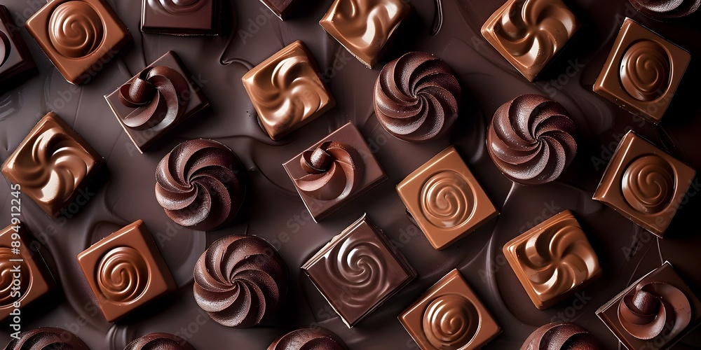 A close up of a chocolate bar with swirls on it A close up of a chocolate bar with swirls on it