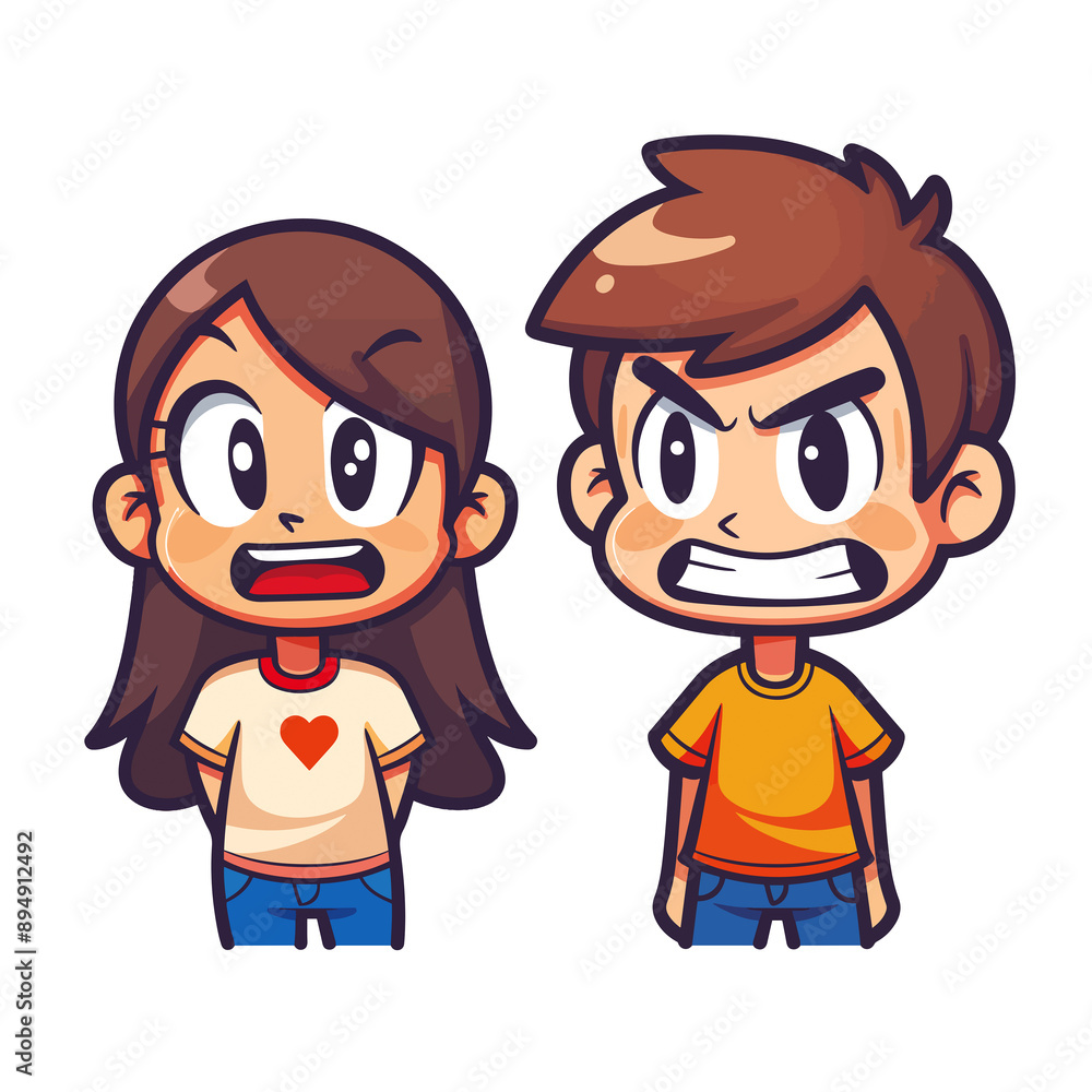 clipart vector illustration of a boy and girl being angry, furious, heated, mad, outraged, choleric, fiery, fuming, hate, infuriated clipart vector illustration of a boy and girl being angry, furious, heated, mad, outraged, choleric, fiery, fuming, hate, infuriated
