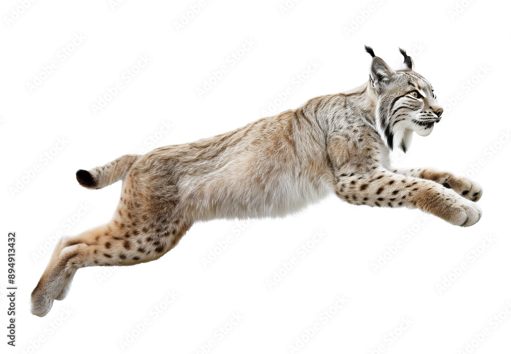 Lynx in active jumping pose on isolated background Lynx in active jumping pose on isolated background