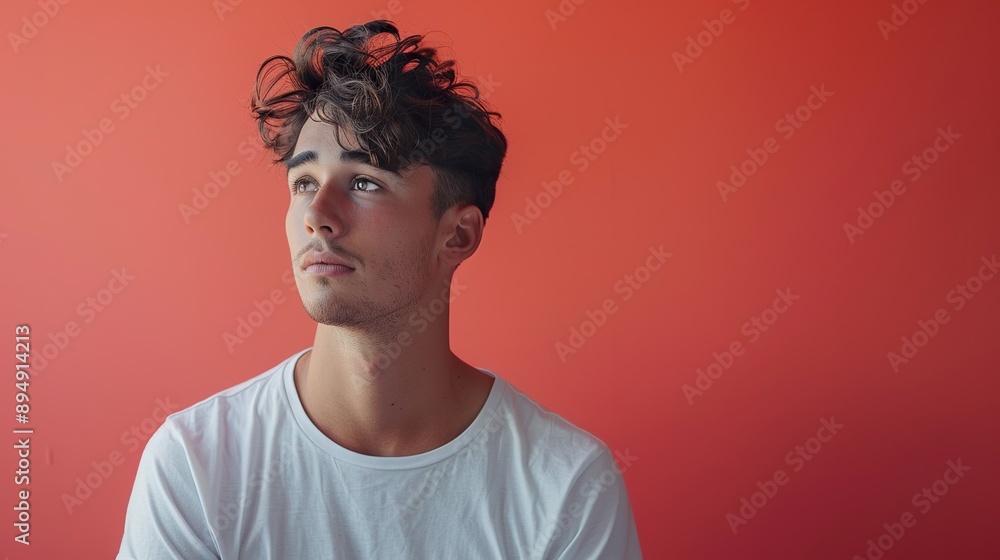 a young man exuding youthful vibes against a coral background, suitable for incorporating text or graphic elements to convey a message a young man exuding youthful vibes against a coral background, suitable for incorporating text or graphic elements to convey a message