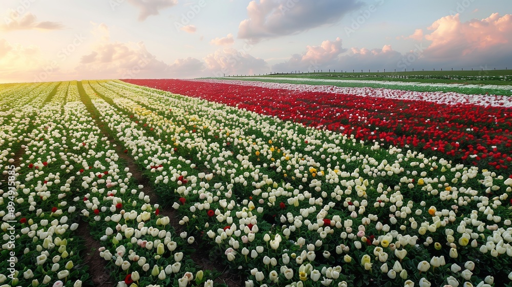 A field of flowers arranged in the pattern of the Pakistani flag, symbolizing the beauty and unity of the nation on Independence Day A field of flowers arranged in the pattern of the Pakistani flag, symbolizing the beauty and unity of the nation on Independence Day