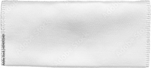 White blank clothing tag label isolated on white background photo