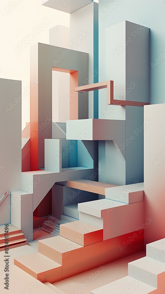 Abstract 3D Building Block Design Abstract 3D Building Block Design