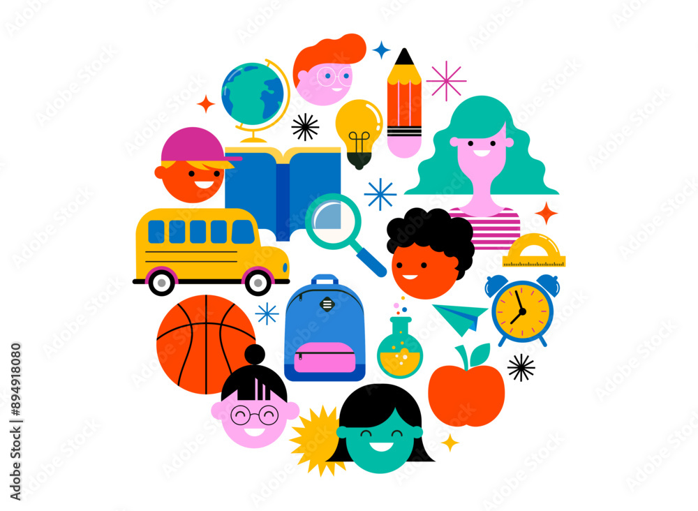 Fototapeta premium Back to school, geometrical modern style design. Back to school sale, promotion, poster and flyer. Vector illustration