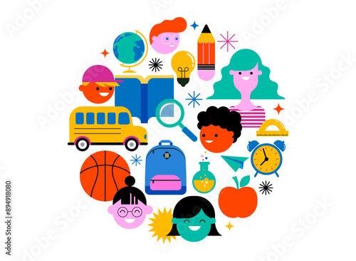 Back to school, geometrical modern style design. Back to school sale, promotion, poster and flyer. Vector illustration