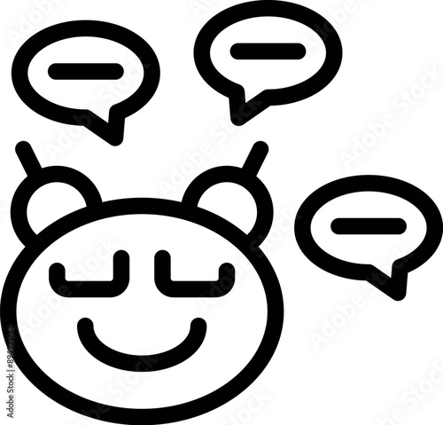 Cute cartoon character with closed eyes ignoring three negative messages, perfect for topics like mental health and positivity