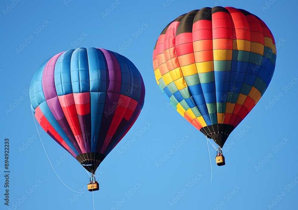 Two Colorful Hot Air Balloons In The Sky Two Colorful Hot Air Balloons In The Sky