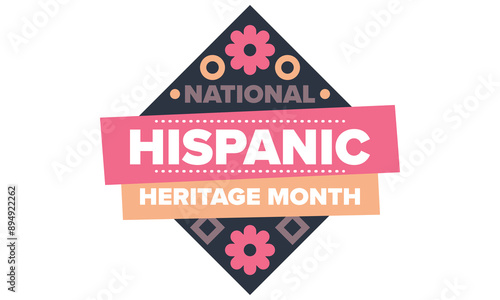 National Hispanic Heritage Month in September and October. Hispanic and Latino Americans culture. Celebrate annual in United States. Poster, card, banner and background. Vector illustration