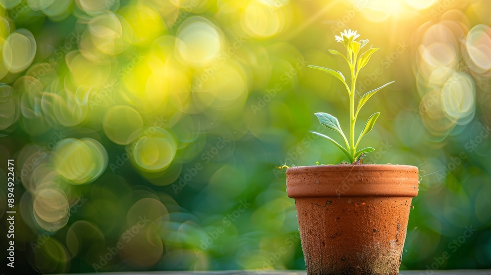 Growing Sprout of Flower in a Pot with Nature Background Growing Sprout of Flower in a Pot with Nature Background