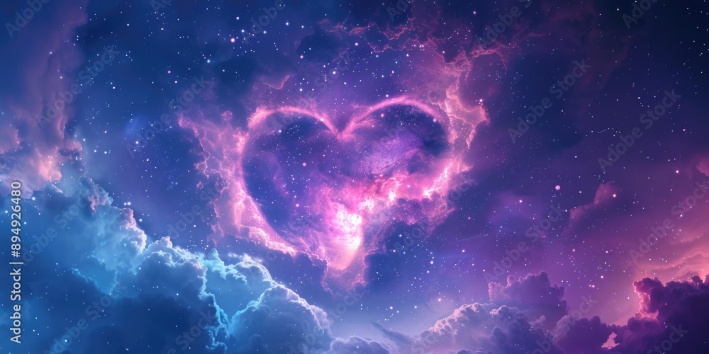 Obraz premium Cloud with heart shape at night