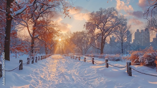 New York snowy park