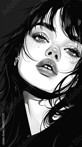anime woman on a white background