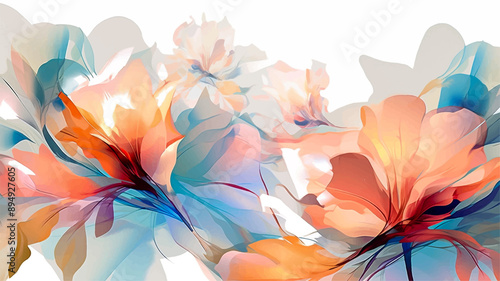 Abstract flowers art background vector. Luxury minimal style wallpaper flower and botanical leaves Watercolor. Vector background. © Pickoloh
