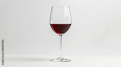 A refined glass of red wine on a long stem, isolated against a white backdrop, perfect for showcasing wine elegance.