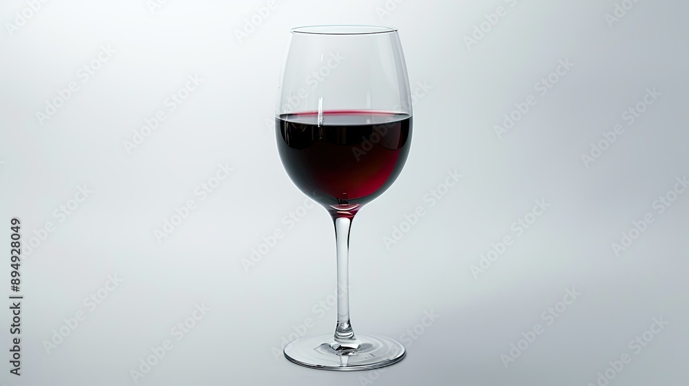 A single glass of red wine with a long stem, isolated on a white background, capturing its deep color and refined look. A single glass of red wine with a long stem, isolated on a white background, capturing its deep color and refined look.
