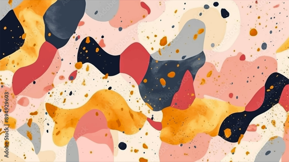 Naklejka premium Abstract Geometric Background. Hand drawn pastel colorful contemporary trendy pattern printable wallpaper backdrop, Fashionable template vector for design.